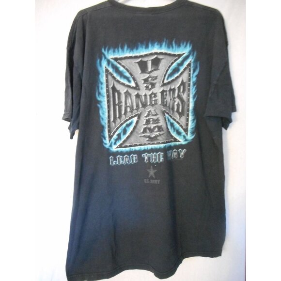 Army Rangers Fruit of the Loom Tag Black Graphic Tee T-Shirt Double Sided - Picture 4 of 7